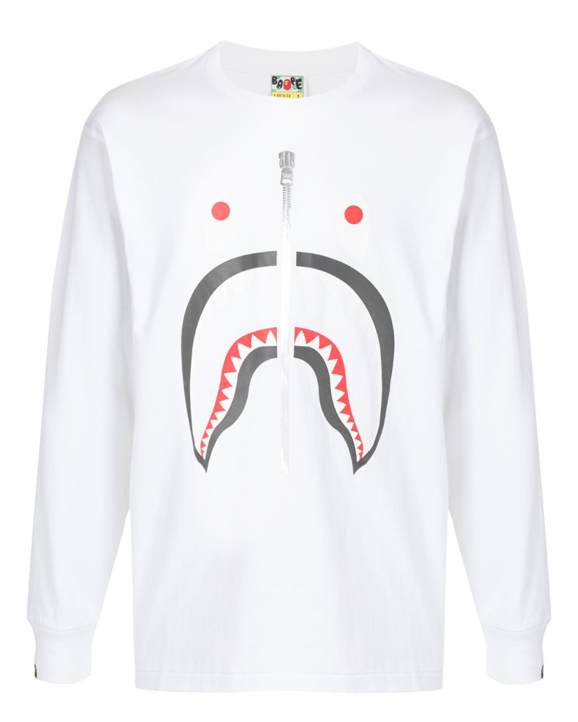BAPE Shark L/S Tee White