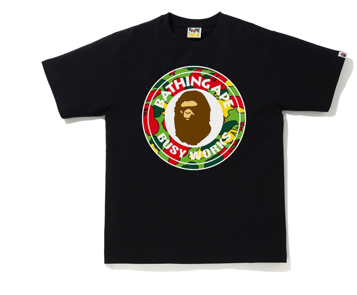 BAPE STA CAMO BUSY WORKS TEE MENS BLACK/MULTI