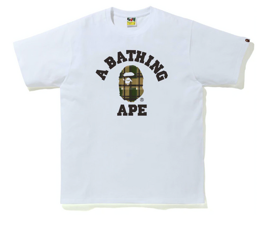 BAPE Check College Tee White/Green