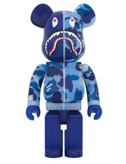 Bearbrick x BAPE ABC Camo Shark 1000% Clear Blue