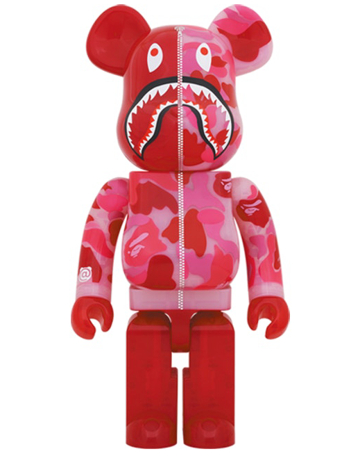 Bearbrick x BAPE ABC Camo Shark 1000% Clear Red