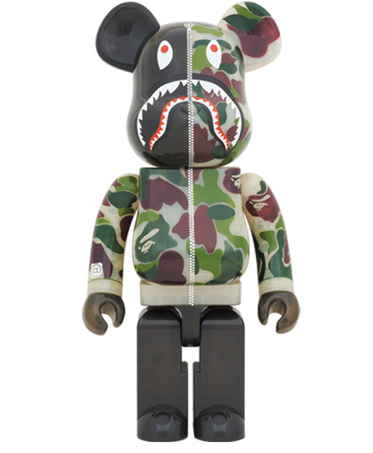 Bearbrick x BAPE ABC Camo Shark 1000% Clear Green