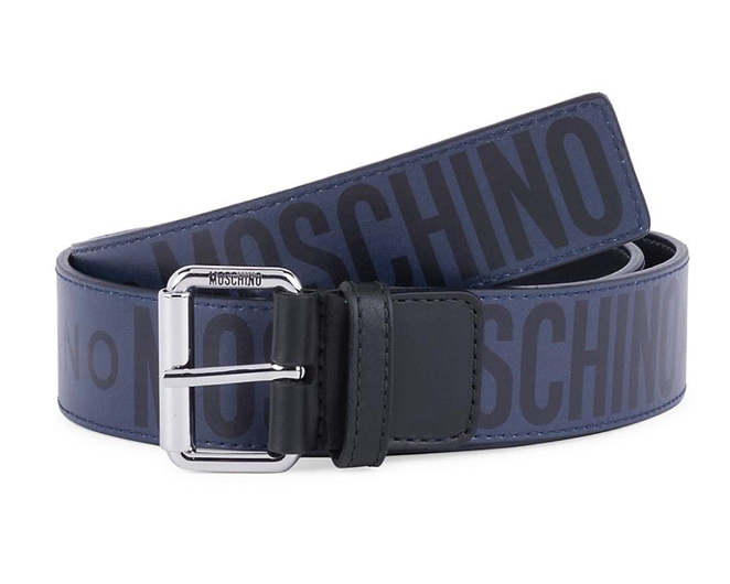 Moschino Allover logo Belt Navy & Black
