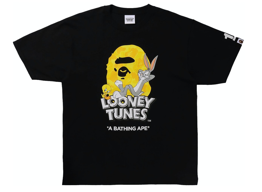 BAPE x Looney Tunes ABC Camo Ape Head Tee Black – Upper Level 916