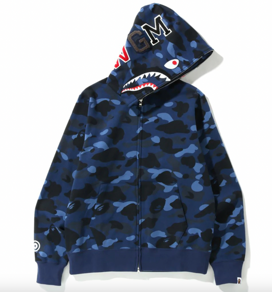 Bape color camo Busy Shark Full Zip hoodie Blue