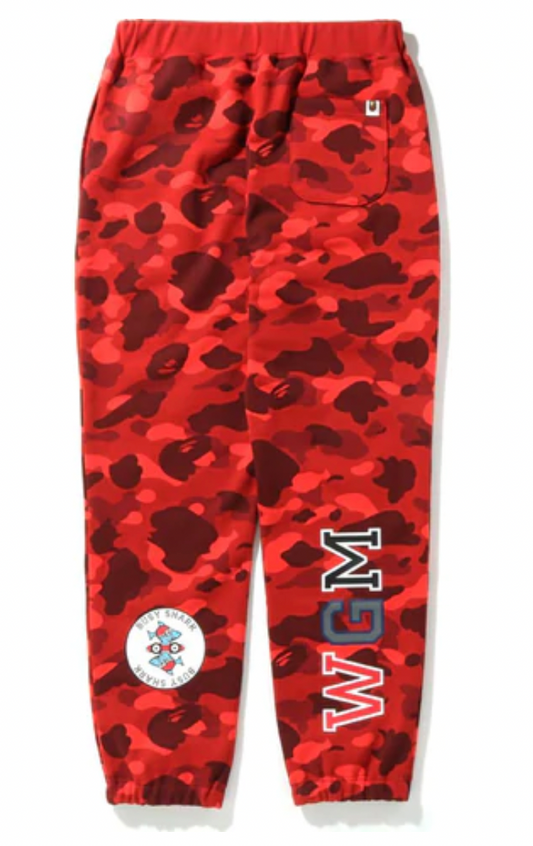 Bape Color Camo Shark Sweat Pants Red