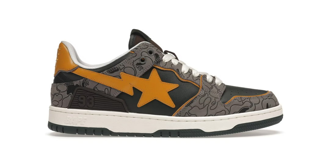 A Bathing Ape Bape SK8 Sta Grey Mustard Yellow