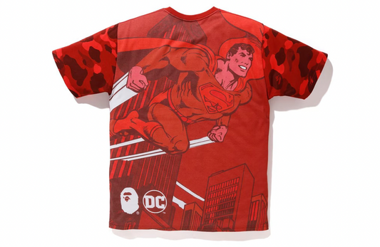 BAPE x DC Superman Color Camo Tee Red