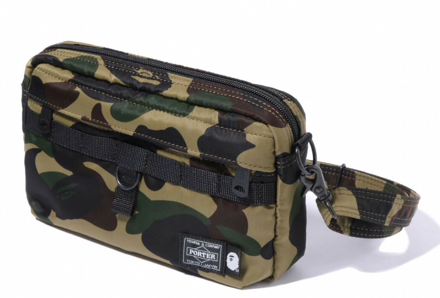 Bape x porter 1st camo shoulder bag green