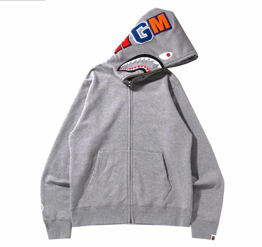 BAPE Shark Full Zip Hoodie (SS22) Gray