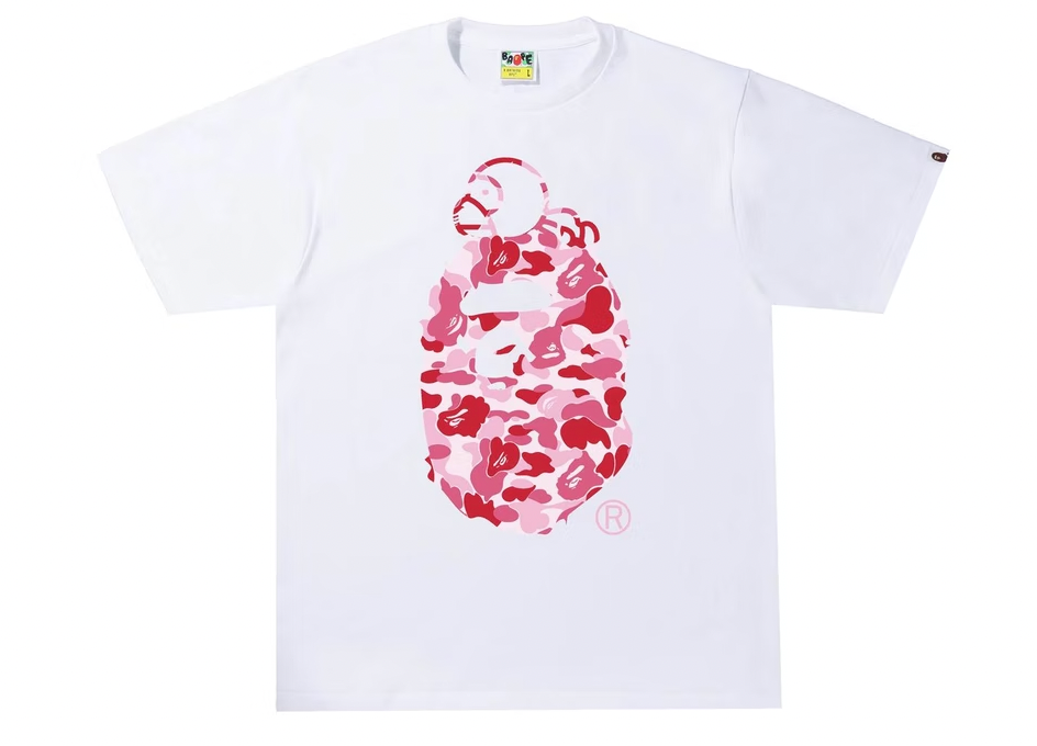 BAPE ABC Camo Milo On Big Ape Tee White/Pink