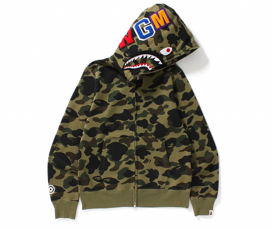 BAPE 1st Camo Shark Full Zip Hoodie Green
