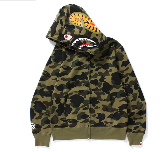 BAPE 1st Camo Shark Full Zip Hoodie Green