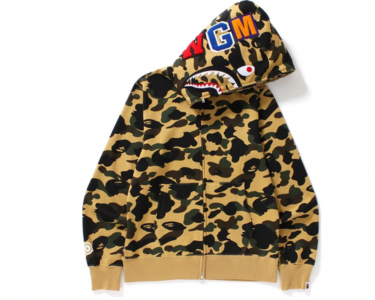BAPE 1st Camo Shark Full Zip Hoodie Yellow
