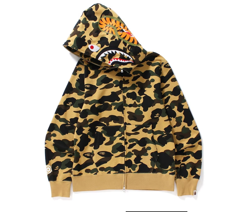 BAPE 1st Camo Shark Full Zip Hoodie Yellow
