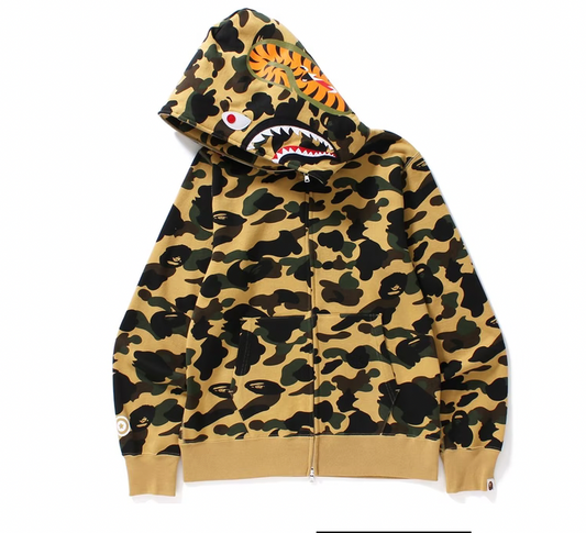 BAPE 1st Camo Shark Full Zip Hoodie Yellow