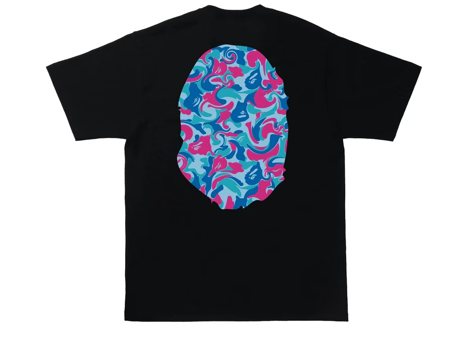 BAPE Marble Camo Big Ape Head Tee Black