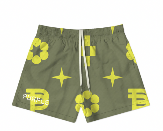 Purple Brand Military Jumbo Monogram Swim Shorts