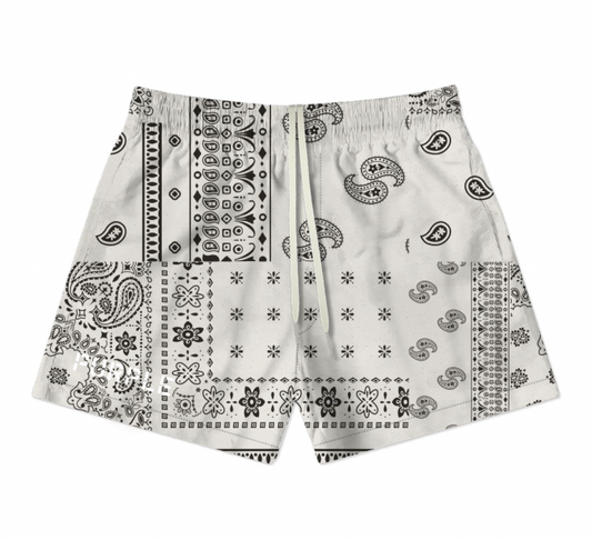Purple Brand Ecru Paisley Swim Shorts