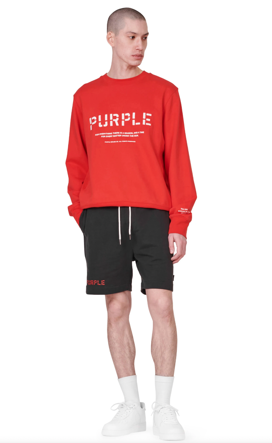 Purple Brand French Terry Black Red Stencil Shorts
