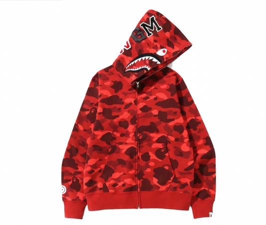 BAPE Color Camo Shark Full Zip Hoodie (SS22) Red