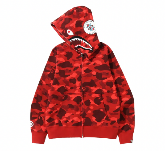 BAPE Color Camo Shark Full Zip Hoodie (SS22) Red