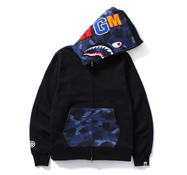 Black and 2025 blue bape hoodie