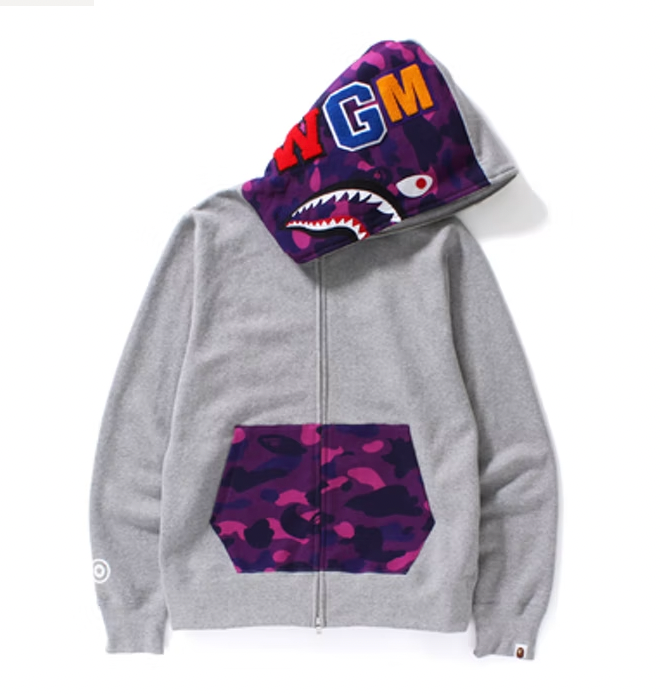 BAPE Color Camo Shark Full Zip Hoodie Gray