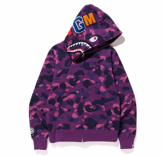 BAPE Color Camo Shark Full Zip Hoodie Purple