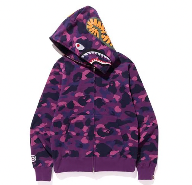 BAPE Color Camo Shark Full Zip Hoodie Purple