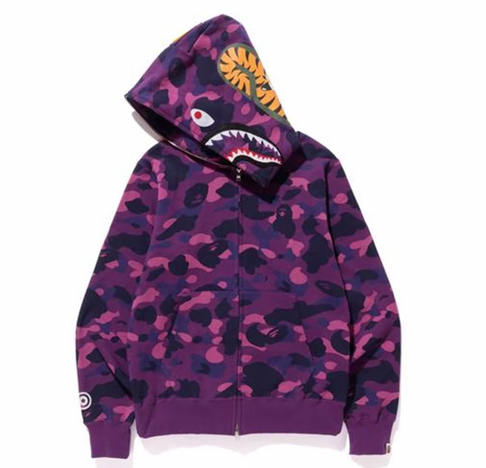 BAPE Color Camo Shark Full Zip Hoodie Purple