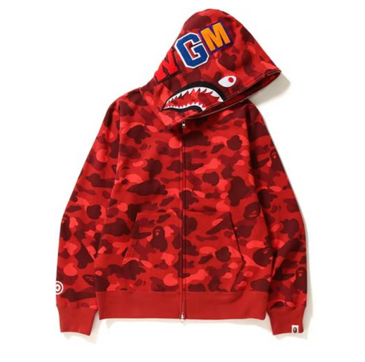 BAPE Color Camo Shark Full Zip Hoodie Red