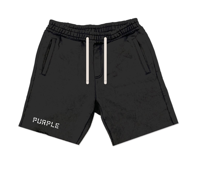 Purple Brand French Terry Black Stencil Shorts