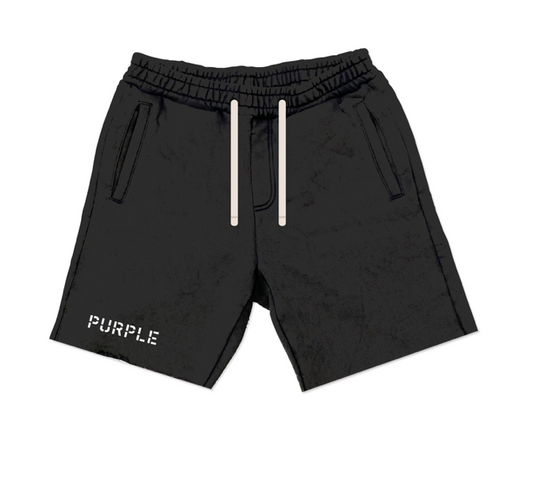Purple Brand French Terry Black Stencil Shorts