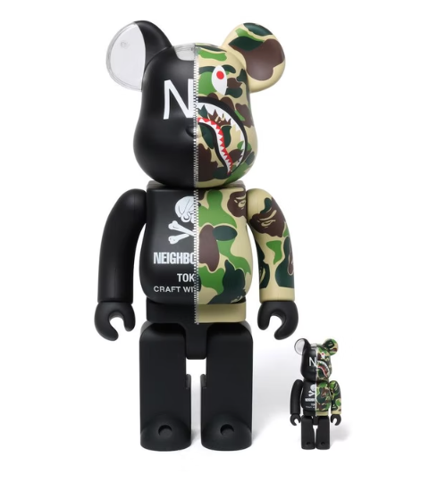 Bearbrick x Neighborhood x Medicom 100% & 400% Bearbrick Black