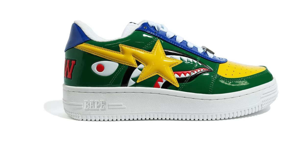 A Bathing Ape Bape Sta Low M2 20th Anniversary Patent Green