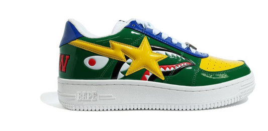 A Bathing Ape Bape Sta Low M2 20th Anniversary Patent Green