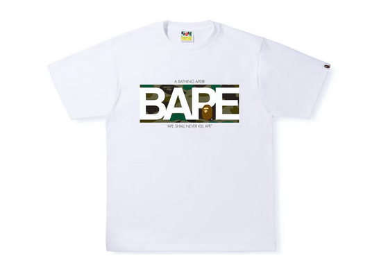 BAPE 1st Camo BAPE Logo Tee White Green