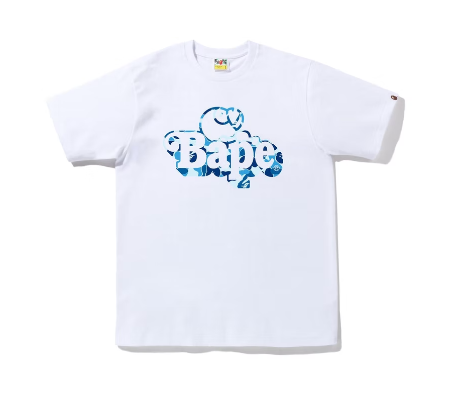 BAPE ABC Camo Milo on Bape Tee White Blue