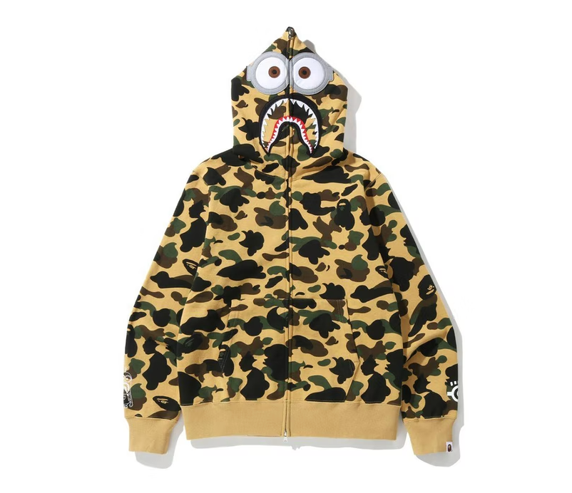 BAPE x Minions 1st Camo Shark Full Zip Hoodie Yellow Upper Level 916