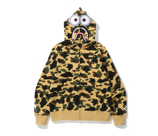BAPE x Minions 1st Camo Shark Full Zip Hoodie Yellow