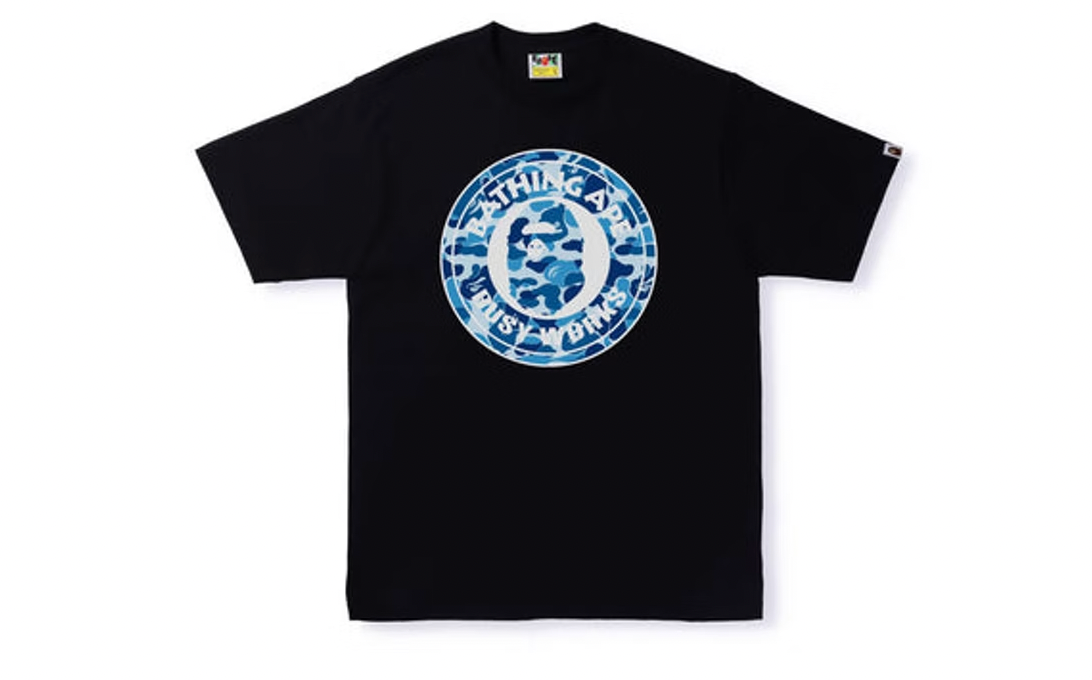 BAPE ABC Camo Single Color Busy Works Tee SS22 Black Blue Upper Level 916
