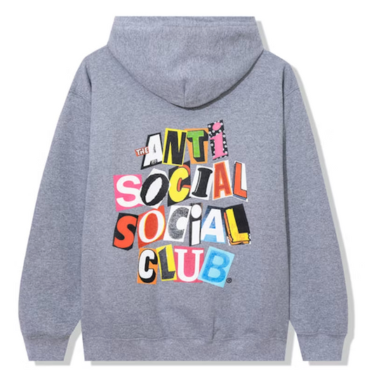 Anti Social Social Club Torn Pages Of Our Story Zip Up Hoodie Heather Grey