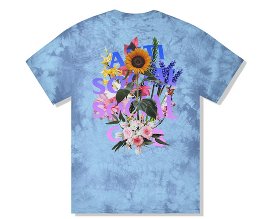 Anti Social Social Club Bouquet For The Old Days T-shirt Blue Tie Dye
