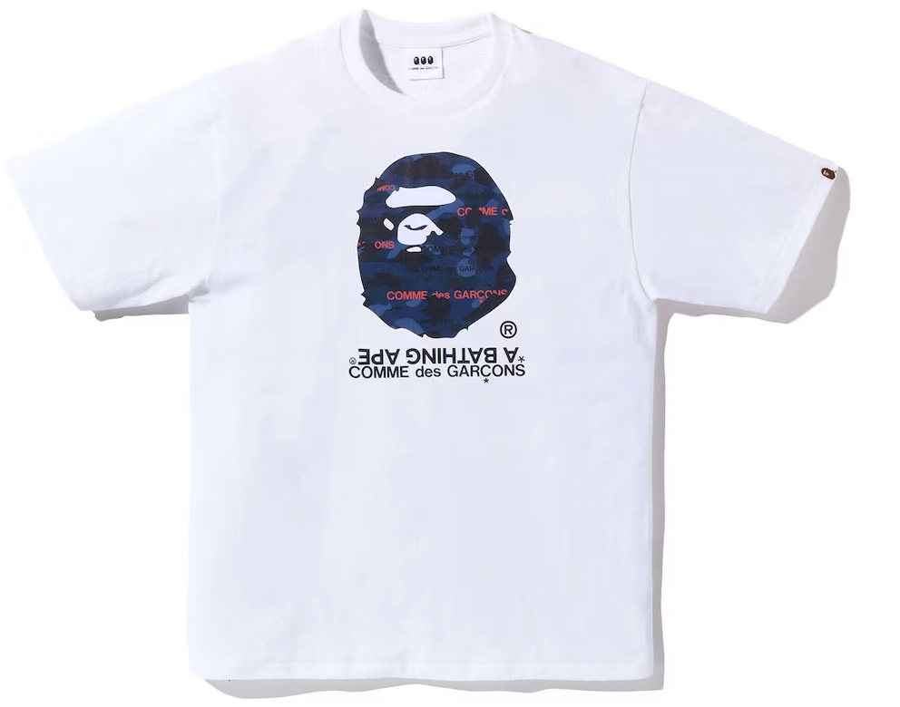 BAPE x Comme des Garcons Osaka T-Shirt White Navy – Upper BAPE x Comme des Garcons Osaka T-Shirt White Navy – Upper