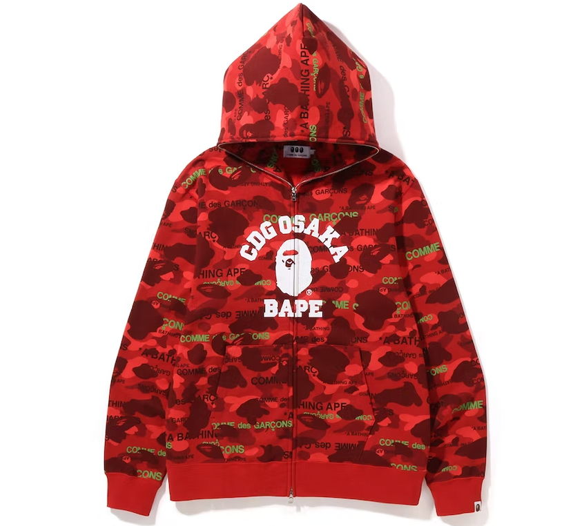 BAPE x Comme des Garcons Osaka Full Zip Hoodie Red