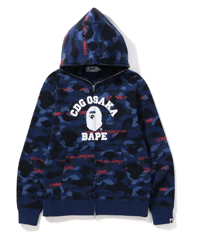 BAPE x Comme des Garcons Osaka Full Zip Hoodie Navy – Upper Level 916