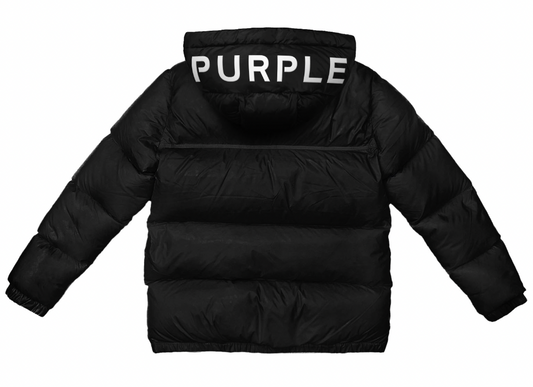 Nylon Snap Off Hood Puffer Jacket Jet Black