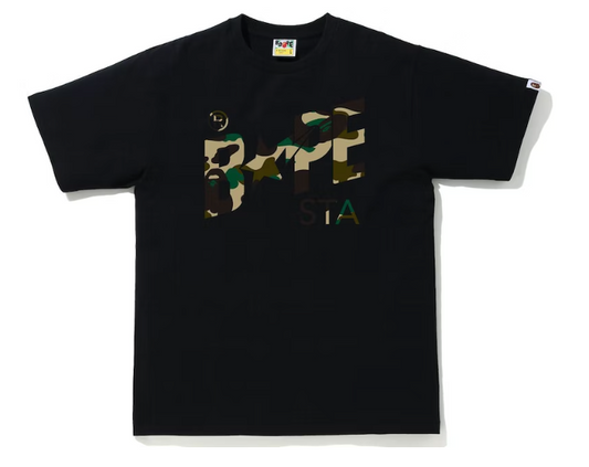 BAPE 1st Camo Bapesta Logo Tee Black/Yellow