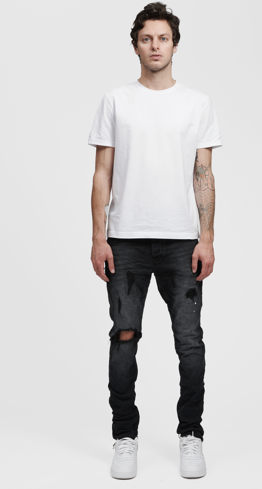 Purple Brand Dropped Fit Jeans -Black Mid Rise With Tapered Leg